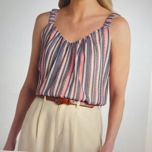 NWT Nine Britton Misha Cropped Top Striped Sleeveless Pink & Blue top medium